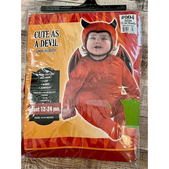 New Amscan Cute‎ As A Devil Infant Halloween Costume sz 12-24 months - Picture 2 of 11